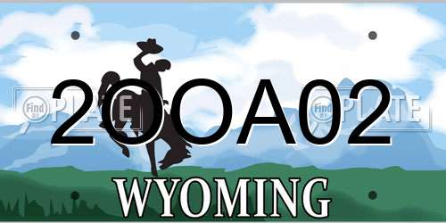 2OOA02 Wyoming License Plate