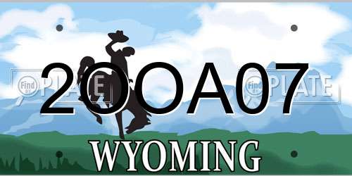 2OOA07 Wyoming License Plate