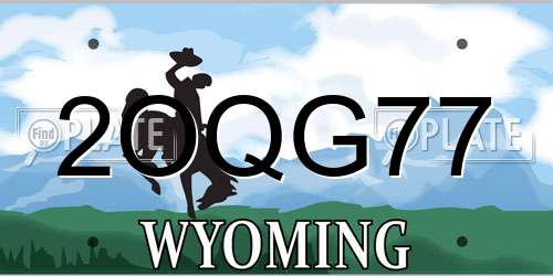 2OQG77 Wyoming License Plate