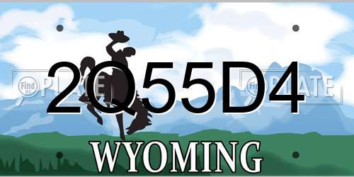 2Q55D4 Wyoming License Plate