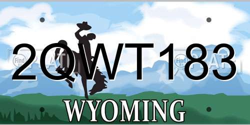 2QWT183 Wyoming License Plate