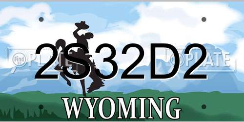 2S32D2 Wyoming License Plate