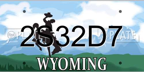 2S32D7 Wyoming License Plate