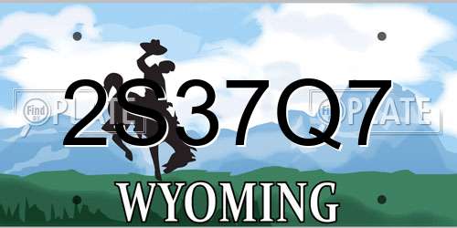 2S37Q7 Wyoming License Plate