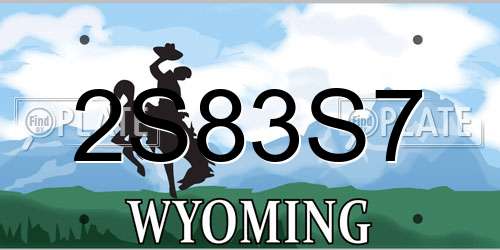 2S83S7 Wyoming License Plate
