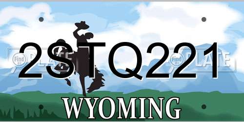 2STQ221 Wyoming License Plate