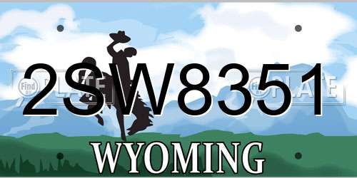 2SW8351 Wyoming License Plate