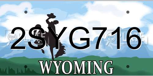 2SYG716 Wyoming License Plate