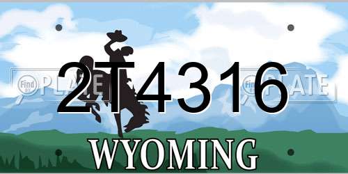 2T4316 Wyoming License Plate
