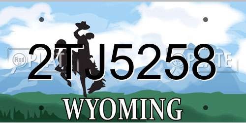 2TJ5258 Wyoming License Plate