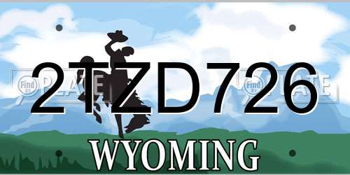 2TZD726 Wyoming License Plate