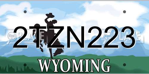 2TZN223 Wyoming License Plate