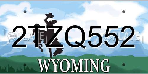 2TZQ552 Wyoming License Plate