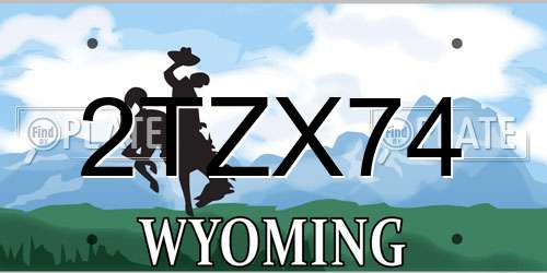 2TZX74 Wyoming License Plate