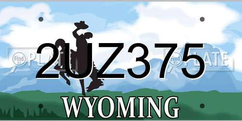 2UZ375 Wyoming License Plate