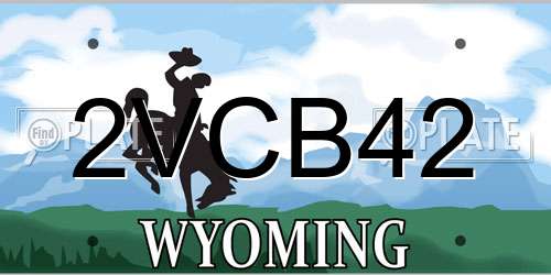 2VCB42 Wyoming License Plate