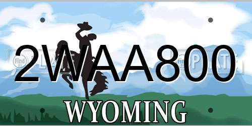 2WAA800 Wyoming License Plate