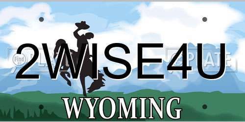 2WISE4U Wyoming License Plate