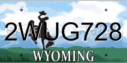 2WUG728 Wyoming License Plate