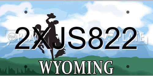 2XJS822 Wyoming License Plate