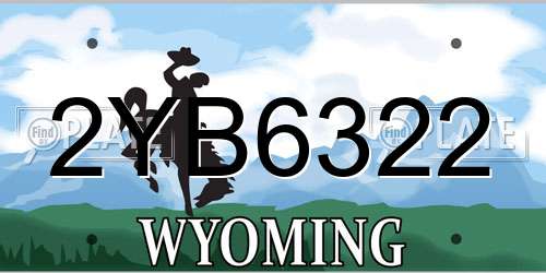 2YB6322 Wyoming License Plate