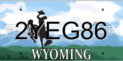 2YEG86 Wyoming License Plate