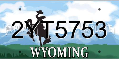 2YT5753 Wyoming License Plate
