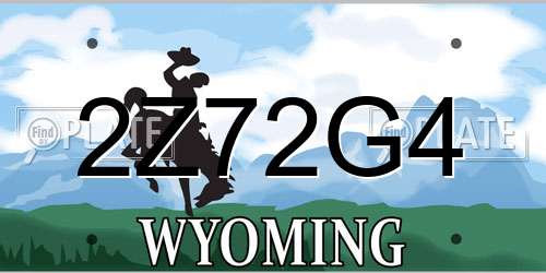2Z72G4 Wyoming License Plate