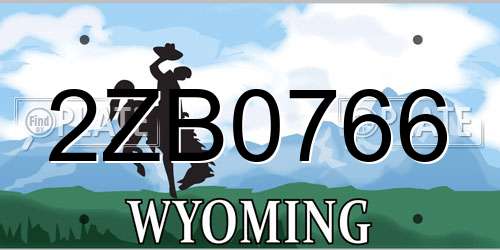 2ZB0766 Wyoming License Plate