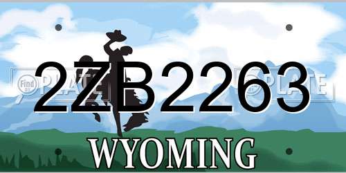 2ZB2263 Wyoming License Plate