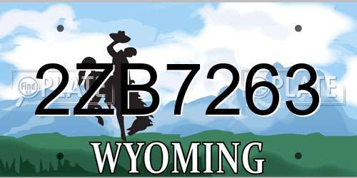 2ZB7263 Wyoming License Plate