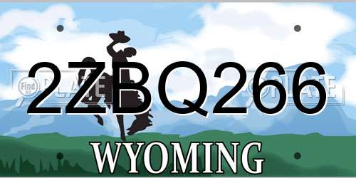 2ZBQ266 Wyoming License Plate