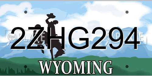 2ZHG294 Wyoming License Plate