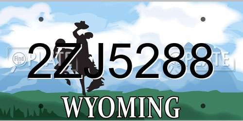 2ZJ5288 Wyoming License Plate