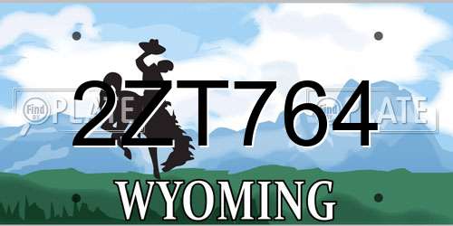2ZT764 Wyoming License Plate