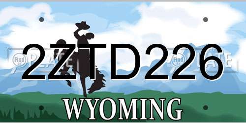 2ZTD226 Wyoming License Plate