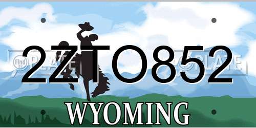 2ZTO852 Wyoming License Plate