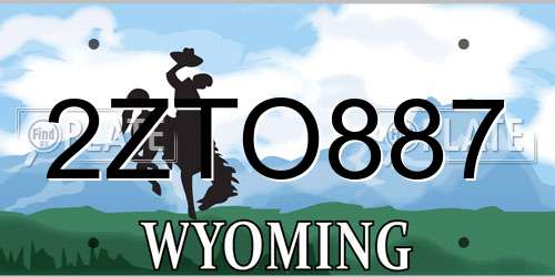2ZTO887 Wyoming License Plate
