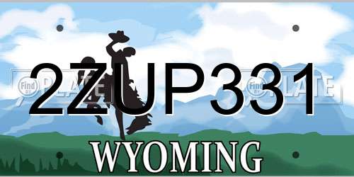 2ZUP331 Wyoming License Plate