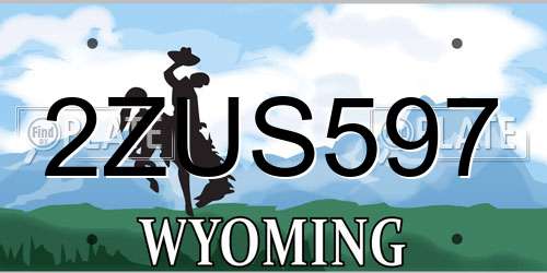 2ZUS597 Wyoming License Plate