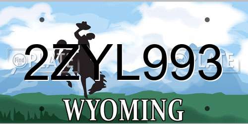 2ZYL993 Wyoming License Plate