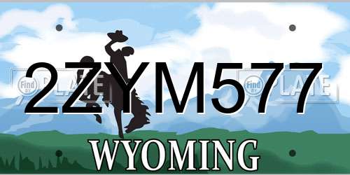 2ZYM577 Wyoming License Plate