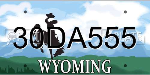 30DA555 Wyoming License Plate