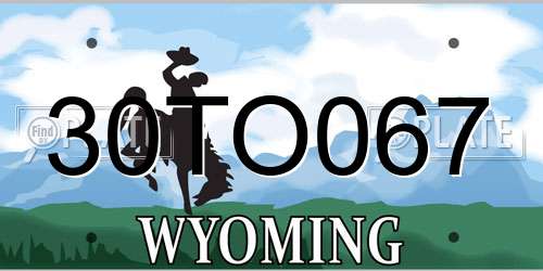 30TO067 Wyoming License Plate
