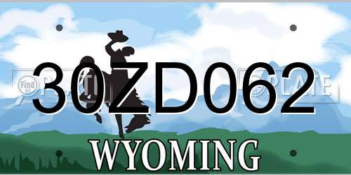 30ZD062 Wyoming License Plate