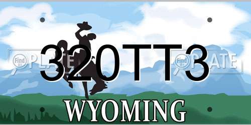 320TT3 Wyoming License Plate