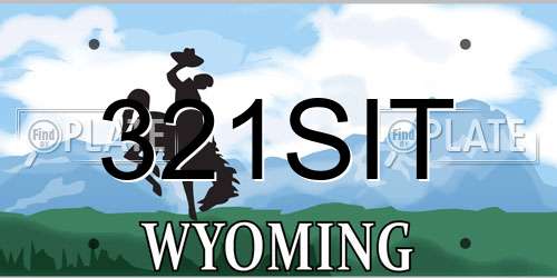 321SIT Wyoming License Plate