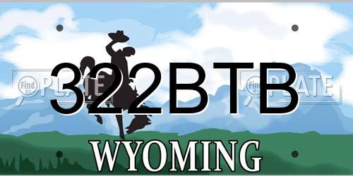 322BTB Wyoming License Plate
