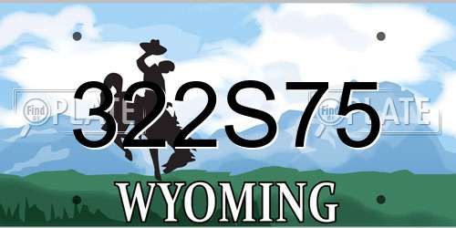 322S75 Wyoming License Plate