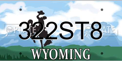 322ST8 Wyoming License Plate